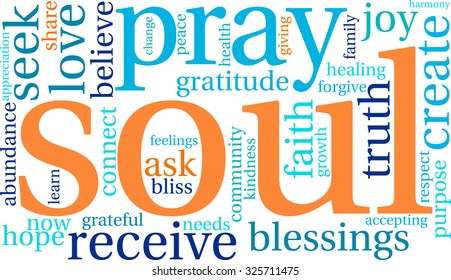 Soul word cloud on a white background. 