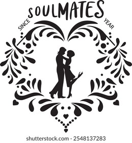 soulmates since year vector art valentine design