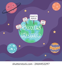 Souls Home Simple Cosmic Vector Illustration