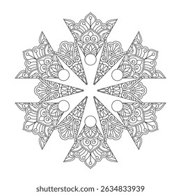 Página do livro de colorir modelo Mandala do Caleidoscópio de Souls. Fácil Mandala colorir páginas do livro para adultos para relaxar, experiências dar alívio. Arquivo de vetor redimensionável