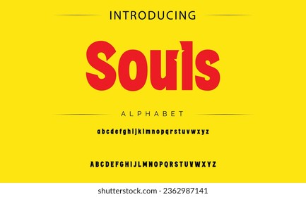 Souls Modern Bold Font. Regular Italic Number Typography urban style alphabet fonts for fashion, sport, technology, digital, movie, logo design, vector illustration