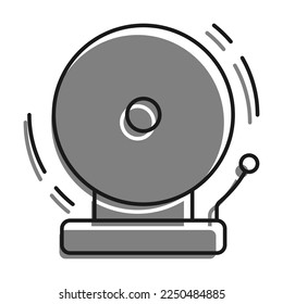 Sound alarm school wall bell. Sound notification in higher educational institution during evacuation. Simple linear vector