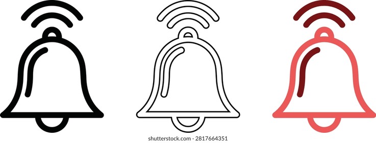 Sound alert icon, ringing bell symbol for alarm, notification, and message. Communication technology, reminder and event alert graphic.