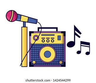 sound amplifier microphone notes musical equipment festival music vector illustration