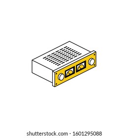 Sound amplifier. Vector line, 3d stroke isometric, color web icon, new flat style. Creative illustration design, abstract idea for infographics.