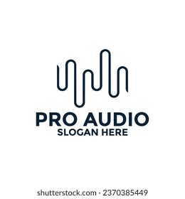 Sound Audio Logo Design, audio with pulse logo template