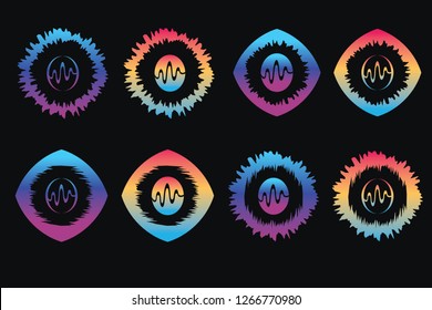 Sound audio spectrum icon set logo