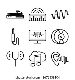 sound audio volume music line style icons set vector illustration