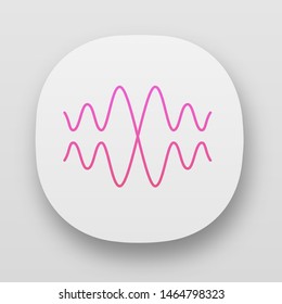 Sound, audio wave app icon. UI/UX user interface. Vibration, noise amplitude. Music rhythm frequency. Radio signal, voice recording logo. Web or mobile applications. Vector isolated illustration