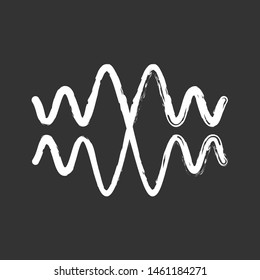 Sound, audio wave chalk icon. Vibration, noise amplitude. Music rhythm frequency. Radio signal, voice recording logo. Energy flow wavy lines. Sonic waveform. Isolated vector chalkboard illustration