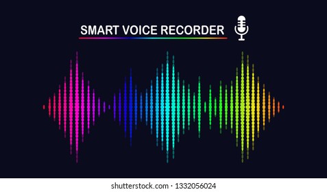 Sound audio wave from equalizer. Music frequency in color spectrum. Vector flat design