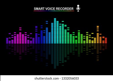 Sound audio wave from equalizer. Music frequency in color spectrum. Vector flat design