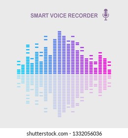 Sound audio wave from equalizer. Music frequency in color spectrum. Vector flat design