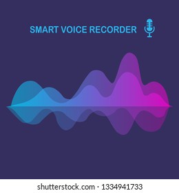 Sound audio wave from equalizer. Music frequency in color spectrum. Vector flat design