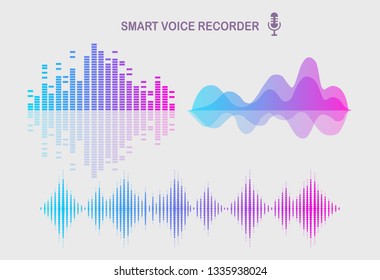 Sound audio wave from equalizer. Music frequency in color spectrum. Vector flat design