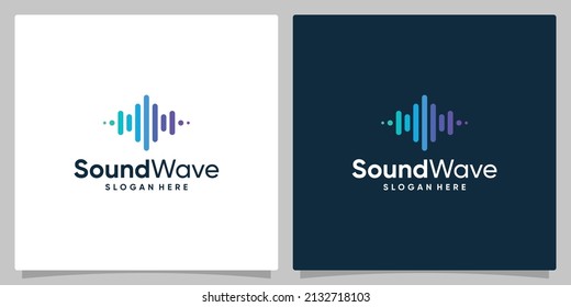 Sound audio wave logo concept element with gradient color or colorful. Logo template electronic music, sound, equalizer, nightclub, disco. Premium vector