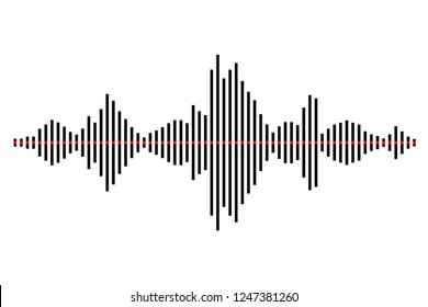 Sound / Audio Wave Or Soundwave Line Art For Music Apps And Websites. Black And White Vector Illustration