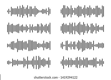 Sound / Audio Wave Or Soundwave Line Art For Music Apps And Websites. Black And White Vector Illustration Isolated On White Background