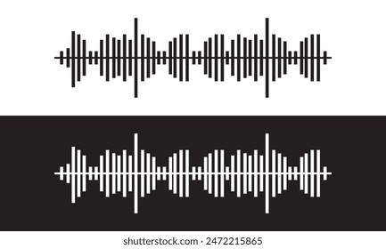 Sound Audio Wave oder Soundwave Line Art Vektorgrafik Icon für App und Websites. Isolierter schwarz-weißer Hintergrund. EPS 10
