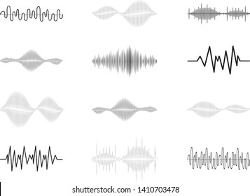 Sound audio wave vector. Icon set isolated on white background. Abstract sound waves for voice design, music background, radio logo and icon.Creative music audio concept. Soundwave vector illustration