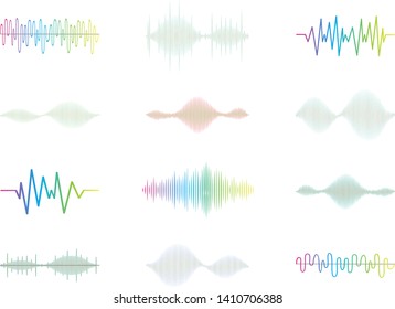 Sound audio wave vector. Icon set isolated on white background. Abstract sound waves for voice design, music background, radio logo and icon.Creative music audio concept. Soundwave vector illustration