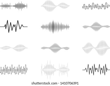 Sound audio wave vector. Icon set isolated on white background. Abstract sound waves for voice design, music background, radio logo and icon.Creative music audio concept. Soundwave vector illustration