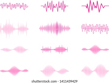 Sound audio wave vector. Icon set isolated on white background. Abstract sound waves for voice design, music background, radio logo and icon.Creative music audio concept. Soundwave vector illustration
