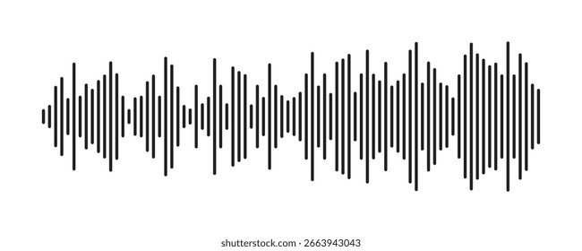 Sonido y Vector de onda de audio aislado en blanco.