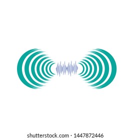 Sound Audio Waves.Square halftone dots logo vector - Vector
