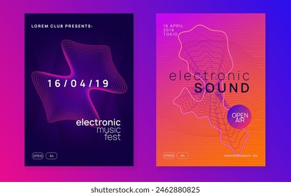 Sound Background. Fest Poster. Green Dj Event. Edm Festival Template. Trance Cover. Violet Music Set. Nightclub Beat Illustration. Blue Sound Background