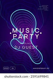 Sound Background. Pink Fest Poster. Electro Cover. Electronic Audio Illustration. Violet Techno Design. Music Concert Element. Dance Banner. Blue Sound Background