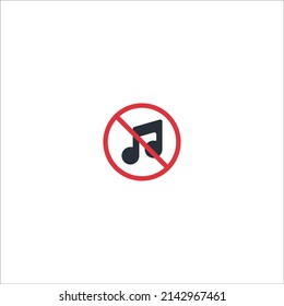Sound ban icon. Music is prohibited. Stop music icon. Vector illustration. stock illustration. No music. Music prohibited icon. Crossed out musical note sign in the circle