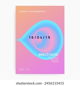 Sound Banner. Abstract Pattern For Invitation Template. Electro And Discotheque Vector. Trendy Dance Poster. Fun Art For Cover. Pink And Blue Sound Banner
