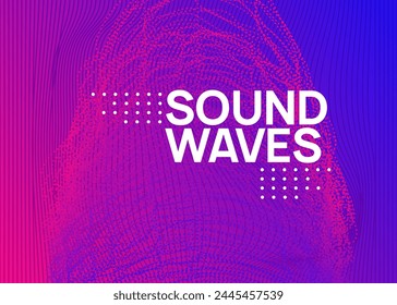 Sound Banner. Blue Dance Design. Dj Concert Element. Techno Background. Electronic Audio Illustration. Trance Vector. Green Music Poster. Violet Sound Banner