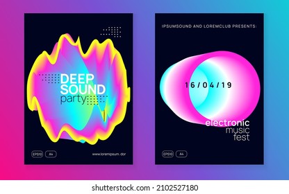 Sound Banner. Elegant Pattern For Brochure Layout. Cool Art For Magazine. Wave Trance Poster. Neon And Discotheque Design. Black And Pink Sound Banner