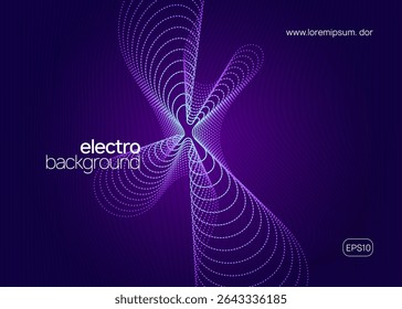 Sound Banner. Festival Invite. Violet Discotheque Magazine. Techno Concert Graphic. Pink Night Club Design. Psychedelic Beat Illustration. Dj Flyer. Blue Sound Banner
