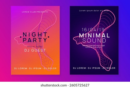 Sound Banner. Music Background. Electro Invite. Green Party Poster. Blue Night Club Magazine. Dance Concert Template. Soundwave Disco Illustration. Pink Sound Banner