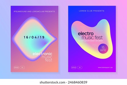 Sound Banner. Music And Exhibition Template. Indie House Party. Linear Glitch For Presentation. Creative Pattern For Set Concept. Pink And Blue Sound Banner