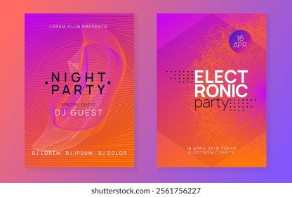 Sound Banner. Night Club Event. Green Edm Set. Pink Party Background. Electro Vector. Dj Concert Element. Nightclub Beat Illustration. Violet Sound Banner