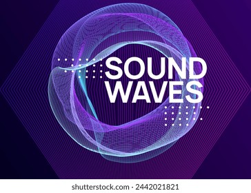 Sound Banner. Party Poster. Electronic Audio Invitation. Blue Fest Flyer. Dance Festival Template. Trance Invite. Pink Edm Design. Green Sound Banner