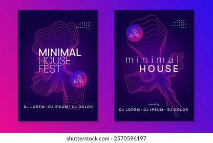 Sound Banner. Pink Discotheque Background. Soundwave Disco Illustration. Night Club Poster. Green Dance Event. Concert Invite. Edm Festival Graphic. Violet Night Club Magazine