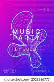 Sound Banner. Techno Electro Graphic. Pink Party Design. Festival Invite. Soundwave Beat Illustration. Green Night Club Set. Discotheque Event. Violet Sound Banner