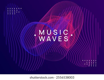 Sound Banner. Trance Invite. Night Club Magazine. Electronic Disco Invitation. Violet Music Flyer. Blue Edm Background. Discotheque Festival Template. Green Sound Banner