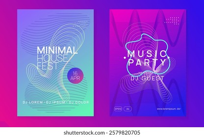 Sound Banner. Trance Invite. Party Design. Electronic Disco Invitation. Violet Edm Background. Blue Fest Flyer. Techno Festival Element. Pink Sound Banner