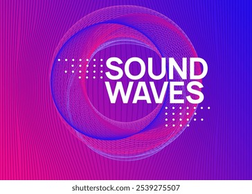 Sound Banner. Violet Dance Design. Night Club Trance Template. Electro Invite. Nightclub Beat Illustration. Pink Techno Magazine. Party Set. Blue Sound Banner