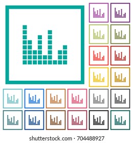 Sound bars flat color icons with quadrant frames on white background