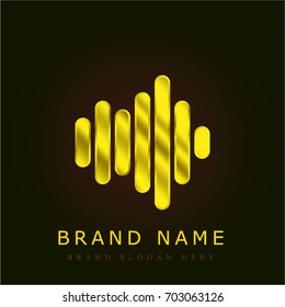 Sound bars pulse golden metallic logo