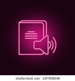 sound book icon. Elements of Books and magazines in neon style icons. Simple icon for websites, web design, mobile app, info graphics