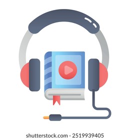 Icono de libro de sonido en estilo plano 