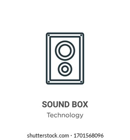 Sound box outline vector icon. Thin line black sound box icon, flat vector simple element illustration from editable technology concept isolated stroke on white background
